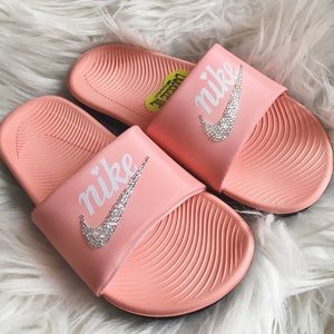 Nike kawa girls slide sandals w/ rhinestones